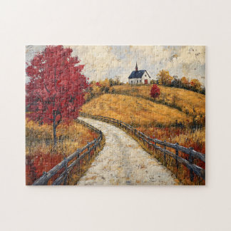 Landschaftliche Herbstlandschaft Rustikal Puzzle