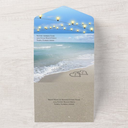 Landschaftliche Herzen am Sandstrand All In One Einladung (Außenbereich)