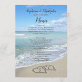 Landschaftliche Herzen im Sand Beach Wedding Menü Menükarte (Vorderseite)