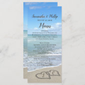 Landschaftliche Herzen im Sand Beach Wedding Menü Menükarte (Vorne/Hinten)