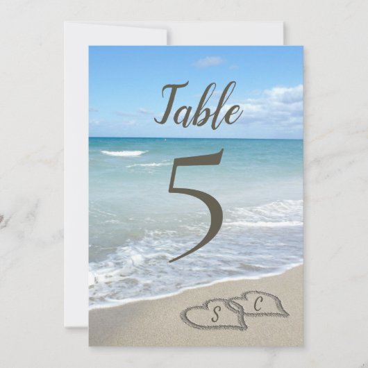 Landschaftliche Herzen in der Tischnummer Sand Bea (Vorderseite)