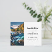 Landschaftliche Hochzeit des Fotos Fluss und Gebir Ankündigungspostkarte (Stehend Vorderseite)