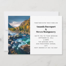 Landschaftliche Hochzeit des Fotos Fluss und Gebir Einladung