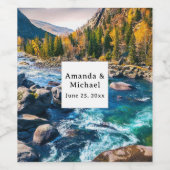 Landschaftliche Hochzeit des Fotos Fluss und Gebir Weinetikett (Einzelnes Label)