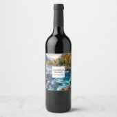 Landschaftliche Hochzeit des Fotos Fluss und Gebir Weinetikett (Vorderseite)