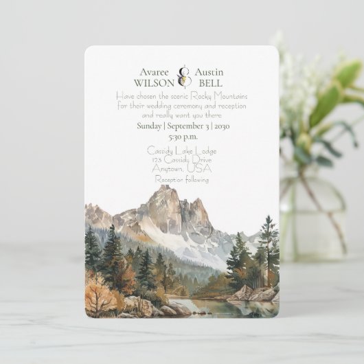Landschaftliche Hochzeit Einladung (Stehend Vorderseite)