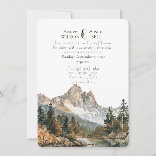 Landschaftliche Hochzeit Einladung (Vorderseite)