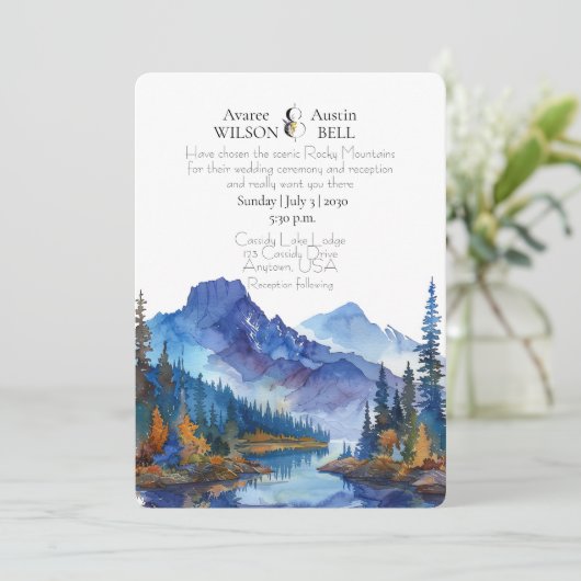 Landschaftliche Hochzeit Einladung (Stehend Vorderseite)