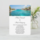 Landschaftliche Hochzeit in Urlaubsort des Tropica Einladung (Stehend Vorderseite)