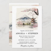 Landschaftliche Hochzeit mit japanischem Fuji und  Einladung (Vorne/Hinten)