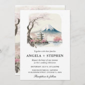 Landschaftliche Hochzeit mit japanischem Fuji und Einladung (Vorne/Hinten)