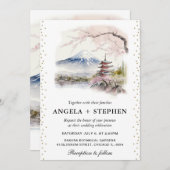 Landschaftliche Hochzeit mit japanischem Fuji und  Einladung (Vorne/Hinten)