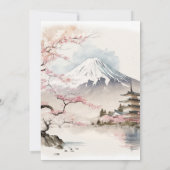 Landschaftliche Hochzeit mit japanischem Fuji und  Einladung (Rückseite)