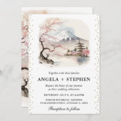 Landschaftliche Hochzeit mit japanischem Fuji und Einladung (Vorne/Hinten)