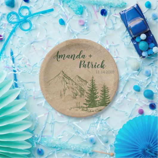 Landschaftliche Hochzeitsplatte Pappteller (Party)