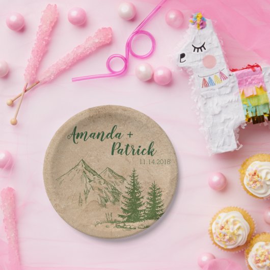 Landschaftliche Hochzeitsplatte Pappteller (Party)