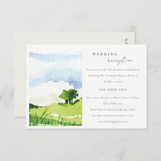 Landschaftliche Hügel Hochzeitsempfang Begleitkarte (Vorne/Hinten)