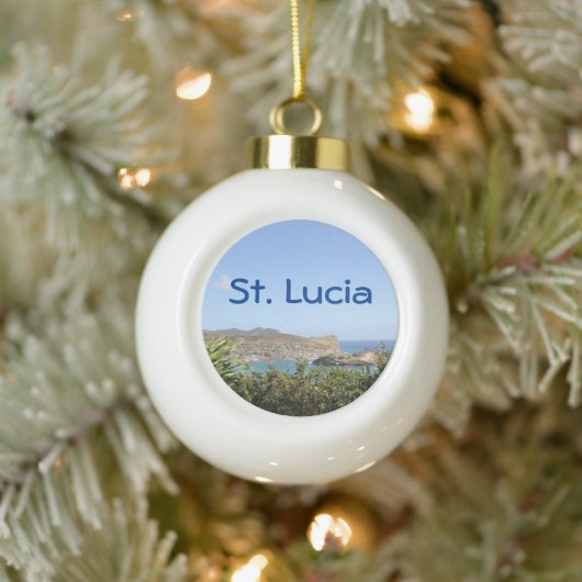 Landschaftliche Karibikinsel Saint Lucia Keramik Kugel-Ornament (Baum)