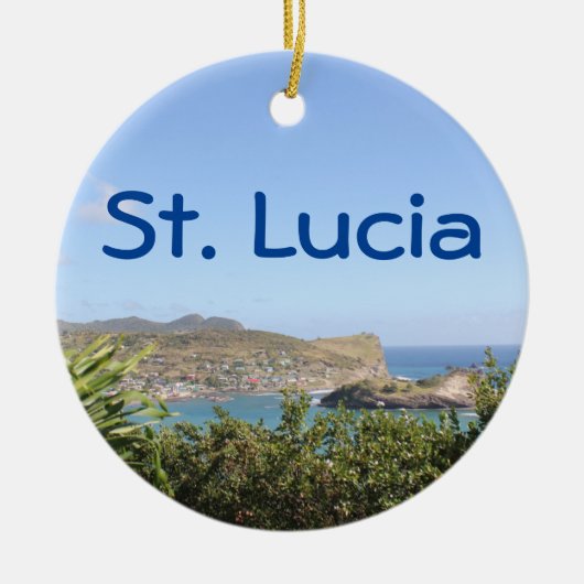 Landschaftliche Karibikinsel Saint Lucia Keramik Ornament (Vorne)
