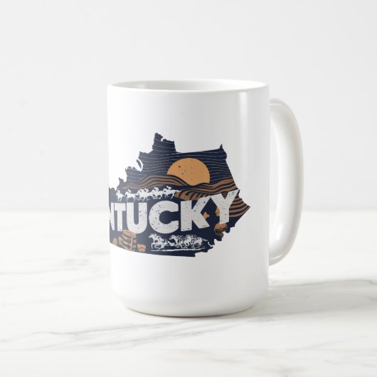 Landschaftliche Kentucky Retro Silhouette Kaffeetasse (VorderseiteRechts)