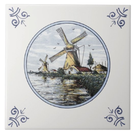 Landschaftliche Keramik-Tile des Polychrome-Wasser Fliese (Vorderseite)