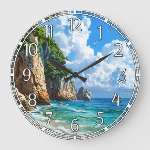 Landschaftliche Küstenlandschaft Große Wanduhr