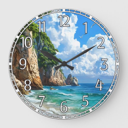 Landschaftliche Küstenlandschaft Große Wanduhr (Vorderseite)