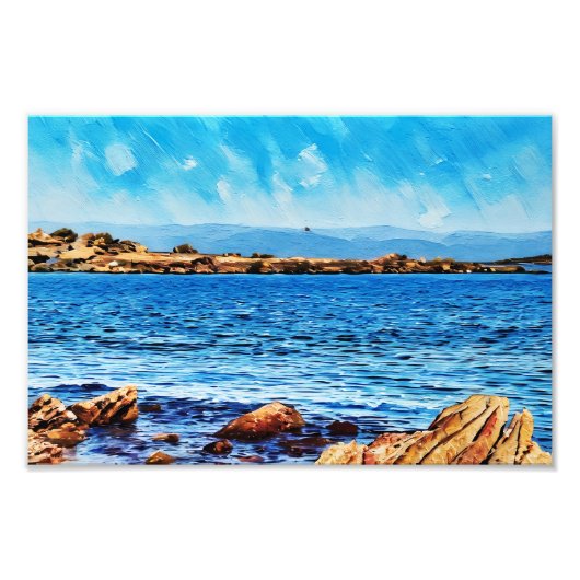 Landschaftliche Küstenlandschaft mit lebendigen bl Fotodruck (Vorne)