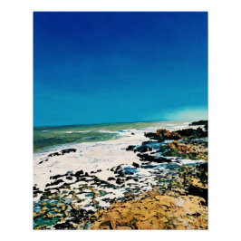 Landschaftliche Küstenlandschaft mit lebhaften bla Poster