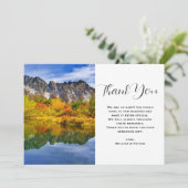 Landschaftliche Landschaft Bergsee Hochzeit Dankeskarte (Stehend Vorderseite)