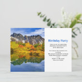 Landschaftliche Landschaft Bergsee Wald Geburtstag Einladung (Stehend Vorderseite)