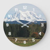 Landschaftliche Landschaft des Berges Rainier Große Wanduhr (Vorderseite)