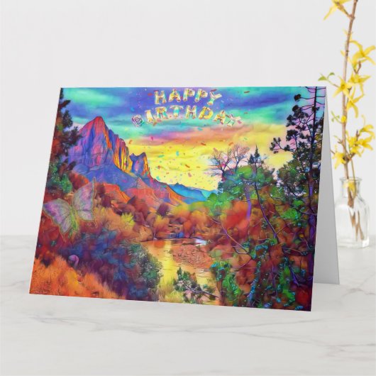 Landschaftliche Landschaft Geburtskarte Karte (Gelbe Blume)