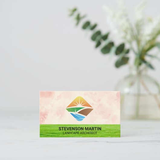 Landschaftliche Landschaft | Gras Visitenkarte (Stehend Vorderseite)