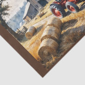 Landschaftliche Landschaft mit Scheune und Traktor Seidenpapier (Ausschnitt)