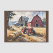 Landschaftliche Landschaft mit Scheune und Traktor Seidenpapier (Vorderseite)