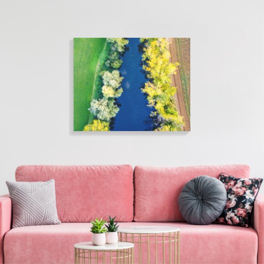 Landschaftliche Landschaft mit See & Bäumen im Her Leinwanddruck (Insitu (Wohnzimmer))