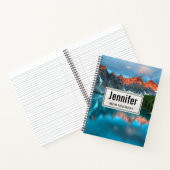 Landschaftliche Landschaftsfotografie über Berg un Notizblock (Innenseite)