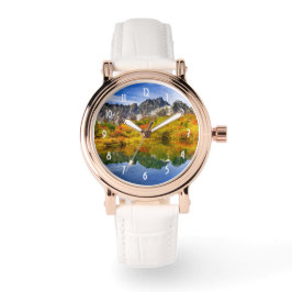 Landschaftliche Landschaftswälder und Berge Armbanduhr