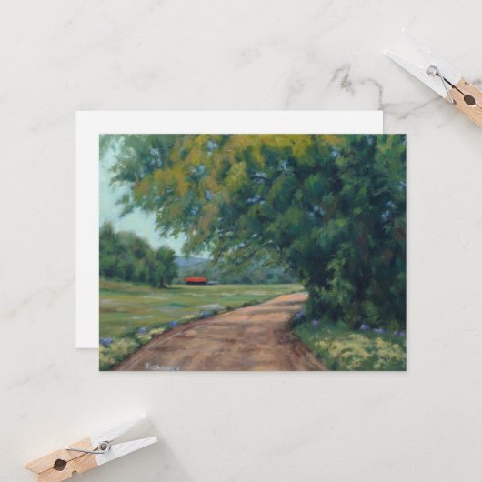 Landschaftliche Landstraße mit Roter Scheune und B Karte (Vorderseite/Rückseite Beispiel)