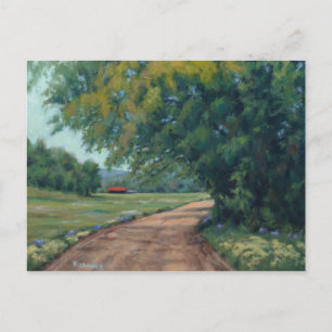 Landschaftliche Landstraße mit Roter Scheune und B Postkarte