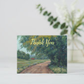 Landschaftliche Landstrasse mit Roter Scheune und  Postkarte (Stehend Vorderseite)