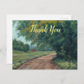 Landschaftliche Landstrasse mit Roter Scheune und  Postkarte (Vorne/Hinten)