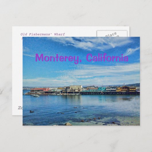 Landschaftliche Monterey Bay im Wharf Postkarte (Vorne/Hinten)