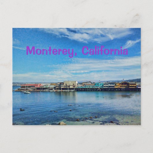 Landschaftliche Monterey Bay im Wharf Postkarte (Vorderseite)