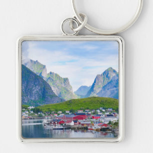 Landschaftliche norwegische Landschaft Lofoten Nor Schlüsselanhänger