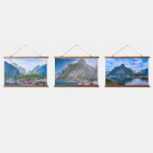 Landschaftliche norwegische Landschaft Lofoten Nor Wandteppich Mit Holzrahmen (Dreifach)