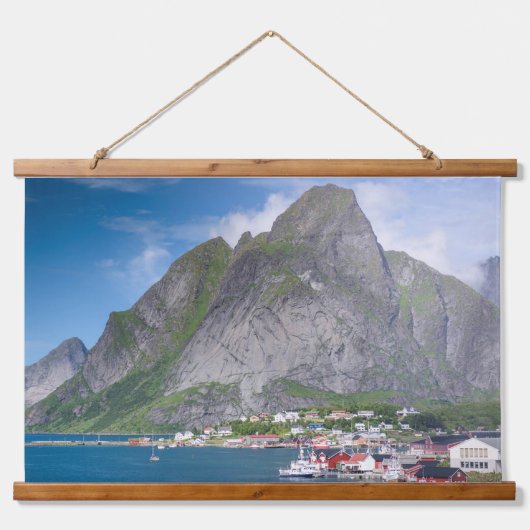 Landschaftliche norwegische Landschaft Lofoten Nor Wandteppich Mit Holzrahmen (Vorderseite 2)