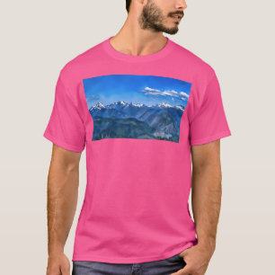 Landschaftliche olympische Berge (Wasserfarbe) lan T-Shirt