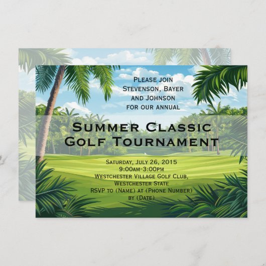 Landschaftliche Palm Golf Event Party Einladung (Vorne/Hinten)